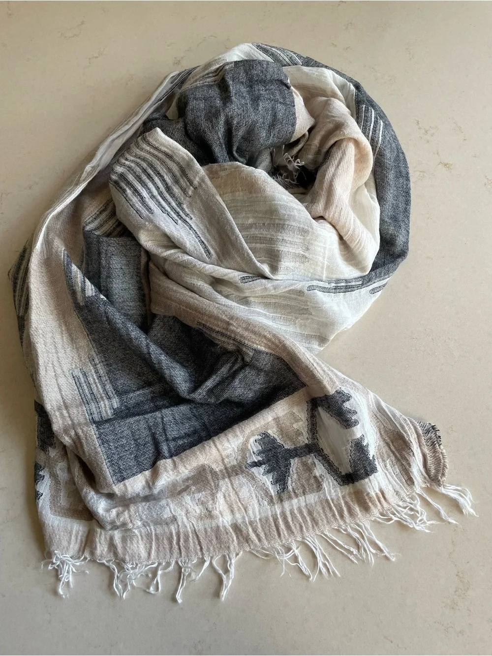 J. Jill neutral geometric cotton scarf